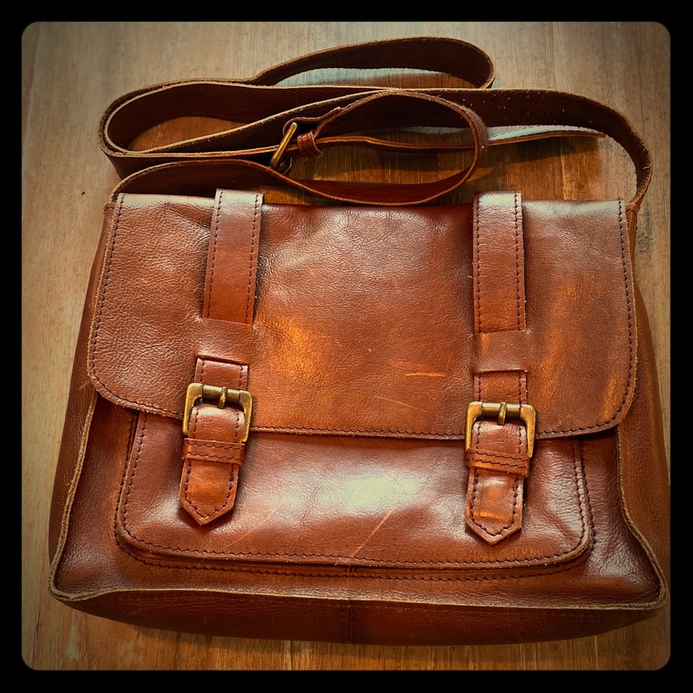 Fat Face Leather Satchel Messenger Crossbody bag